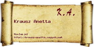 Krausz Anetta névjegykártya
